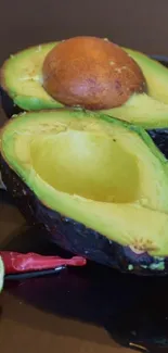Sliced avocado and lime wallpaper with vibrant colors.