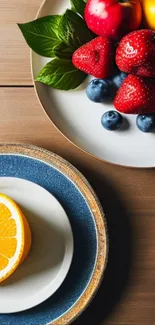 Vibrant fruit arrangement on tabletop.