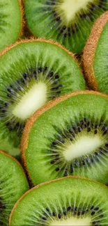 Close-up of vibrant green kiwi slices showcasing texture.