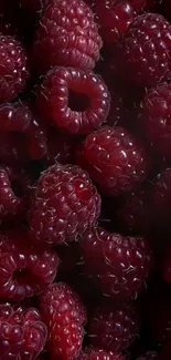 Vibrant close-up of fresh red raspberries for mobile wallpaper.