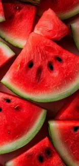 Slices of vibrant red watermelon with seeds