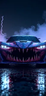 Front View Of A Purple Car With Teeth Live Wallpaper