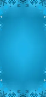 Blue background with snowflake border pattern for mobile wallpaper.