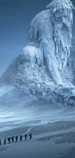 Majestic frozen giant in Arctic landscape, perfect for a winter-themed wallpaper.