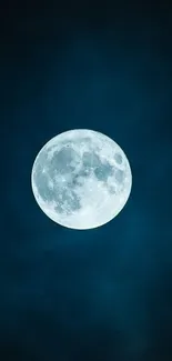 Full moon against a dark blue night sky background.