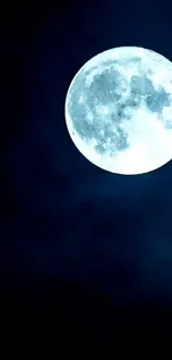 Mobile wallpaper of a full moon against a dark blue sky.