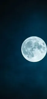 Full moon in a dark blue night sky mobile wallpaper.