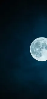 Full moon against a dark blue night sky wallpaper.