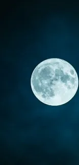 Full moon with dark blue night sky wallpaper.