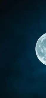 Full moon against dark blue night sky wallpaper.