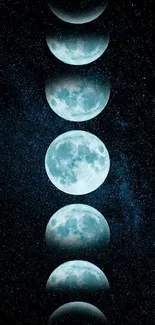 Full moon phases against a starry night sky.