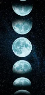 A series of full moons with galaxy backdrop mobile wallpaper.