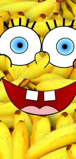 Cartoon face on bananas mobile wallpaper.