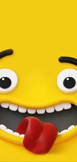 Cartoon face with a playful expression and yellow background