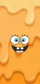 Cartoon sponge with orange dripping effect.