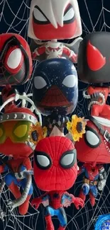 Funko Pop Spider-Man figures with webs.