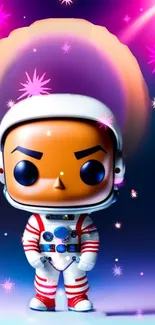 Colorful pop art astronaut with neon space background.