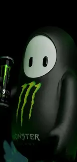 Funky character with Monster energy design on a dark background.