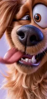 Funny cartoon dog with a playful expression