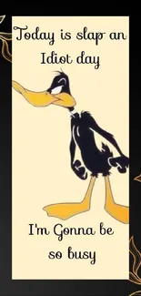 Cartoon duck with a humorous quote wallpaper