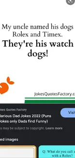 Funny dog pun wallpaper with a clever watch joke.