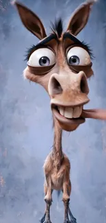 Humorous donkey cartoon with a playful expression.
