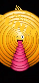 Funny emoji with spiral design and playful colors on mobile wallpaper.