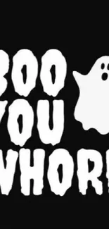 Humorous ghost-themed mobile wallpaper with bold typography.