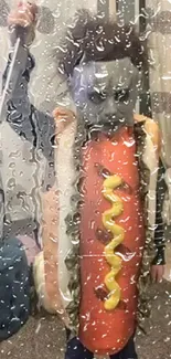 Child in funny Halloween costume as hot dog and Michael Myers.