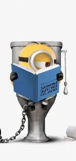 Funny Minion on toilet with a book wallpaper.