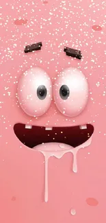 Humorous pink cartoon face mobile wallpaper.