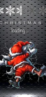 Santa in festive Christmas mobile wallpaper with decorative design.