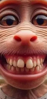 Funny cartoon monkey with a big smile.