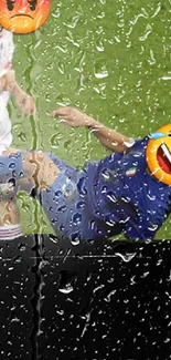 Humorous soccer scene with emojis on players.