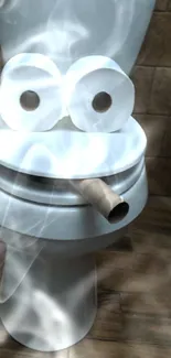 Funny toilet-themed design with rolls.