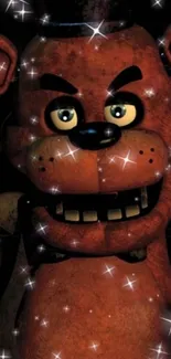 Furry animatronic character with stars in the night sky.