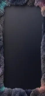 Mobile wallpaper featuring a furry frame with dark gray textures.
