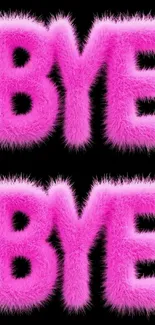 Furry pink 'BYE' text on black background wallpaper.