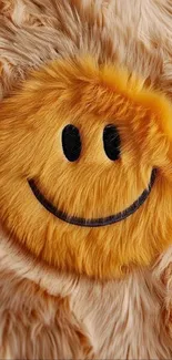 Furry texture with a smiling face, featuring warm golden tones.