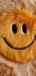 Smiley face with furry texture in warm hues.
