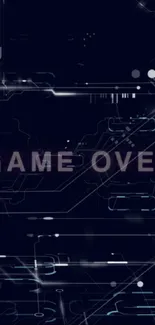 Futuristic 'Game Over' digital wallpaper with cyberpunk design.