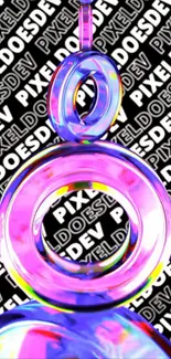 Vibrant 3D abstract art with colorful rings and geometric design.