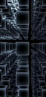 Futuristic 3D cube pattern wallpaper in black.