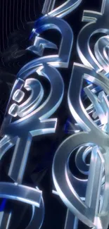 Futuristic blue abstract design with intricate patterns.
