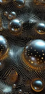 Futuristic abstract wallpaper with glowing bubbles and intricate patterns.