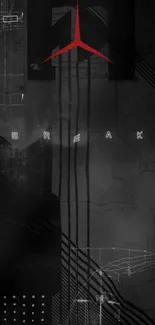 Futuristic abstract design with dark tones.