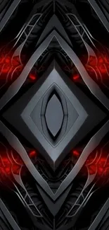 Abstract futuristic geometric design wallpaper in black and red.