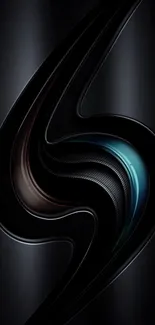 Futuristic dark abstract swirl design with blue accents.