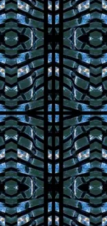 Futuristic abstract pattern in black and electric blue.