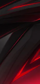 Futuristic abstract black and red wallpaper with geometric shapes.